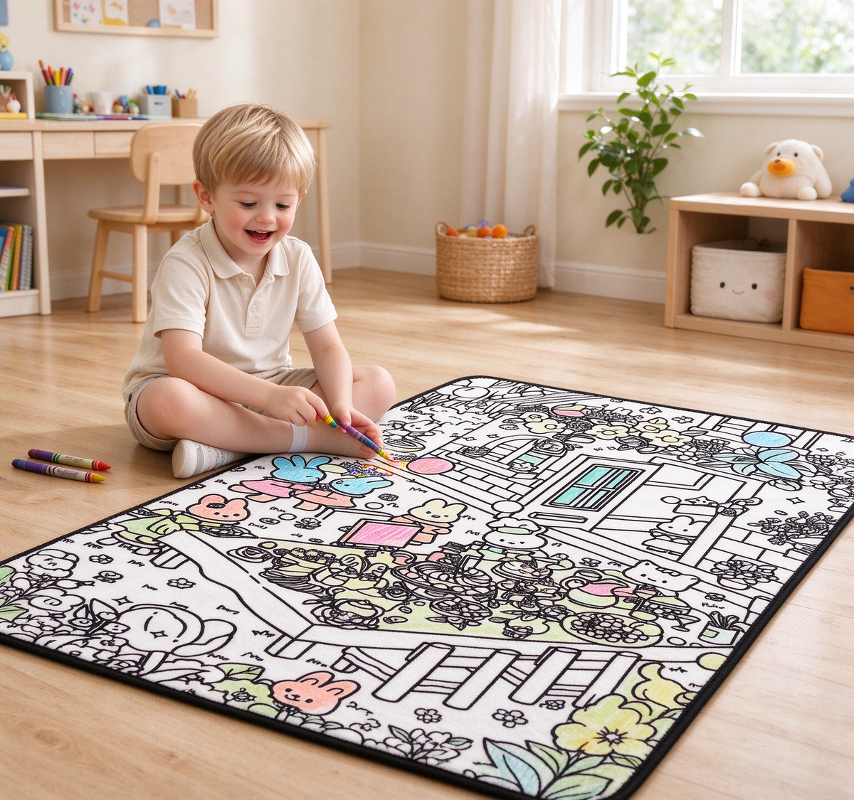 DIY Colorable Blanket 5-Piece Set, 1.5m×2m, Comes with 24pcs Eco Friendly Markers