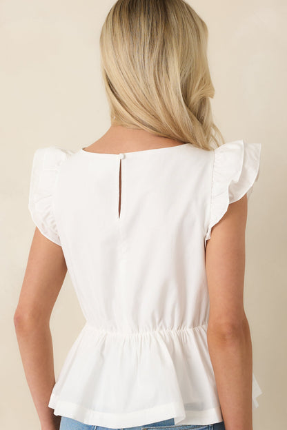 Sweetly Detailed Ivory Cotton Lace Peplum Top