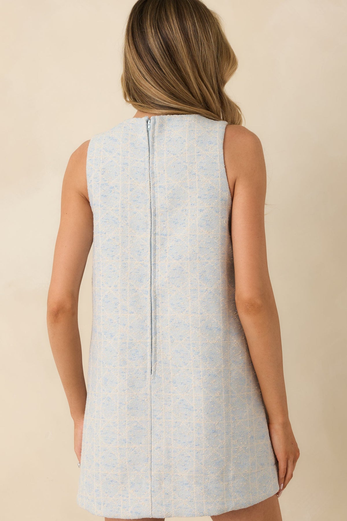In a Good Mood Light Blue Geometric Mod Style Mini Dress