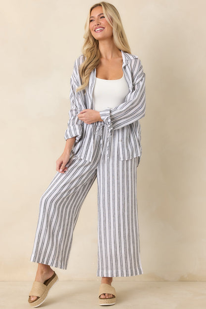 Z Supply The Perfect Black & White Stripe Button Up Top