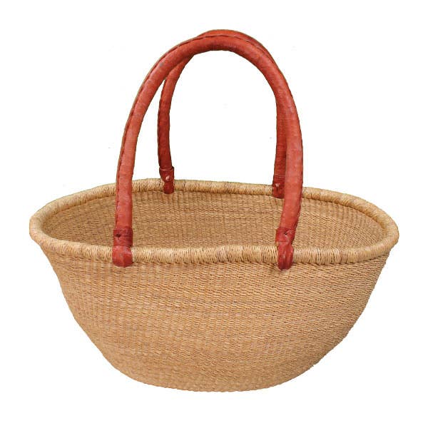 African Bolga Basket Natural Double Weave Oval