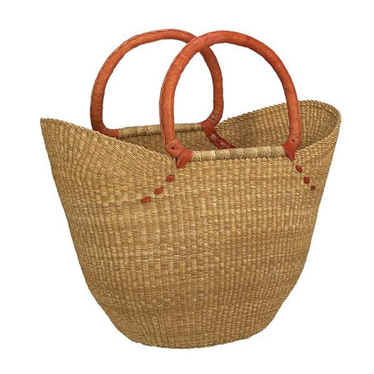 African Bolga Basket Natural Tote w/Flexible Rim