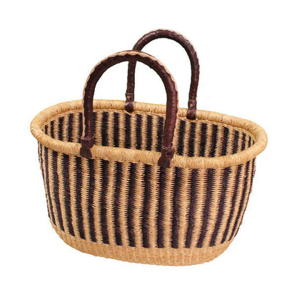 African Bolga Basket Navy/Nat. Large Oval