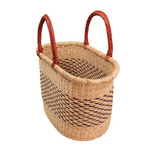 African Bolga Basket Navy/Nat. Large Oval
