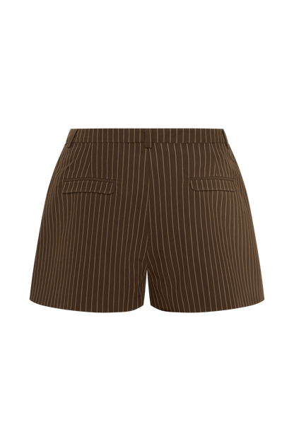 Alina Pintuck Cotton Shorts - Chocolate