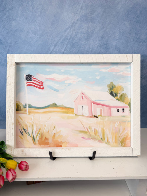 American Flag on Barn Wood Framed Art