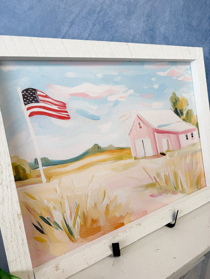 American Flag on Barn Wood Framed Art