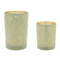 Bamboo Effect Glass Candleholder - 2 Sizes