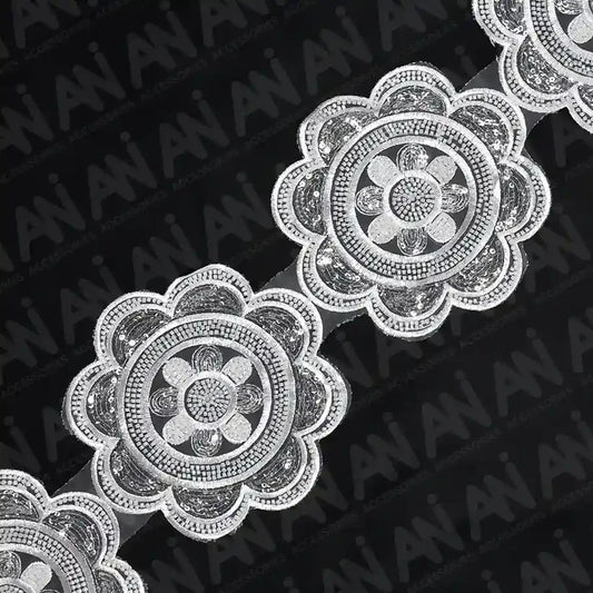 Beaded cut work Floral Chakra Lace Trim on net | 2 meter