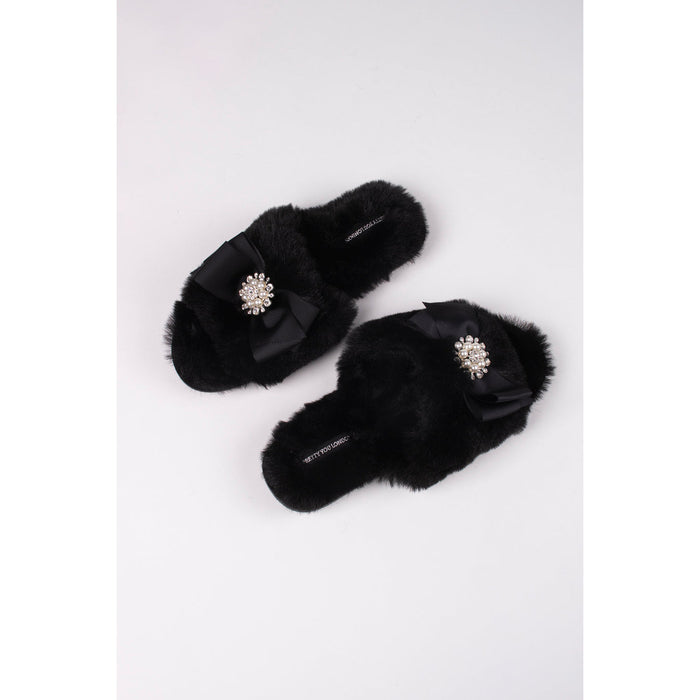 Black Fur Slipper
