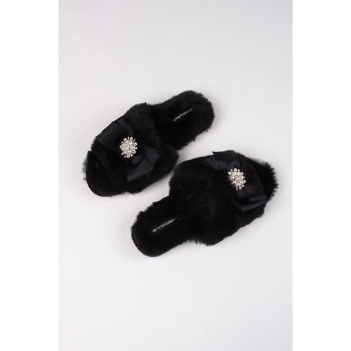 Black Fur Slipper