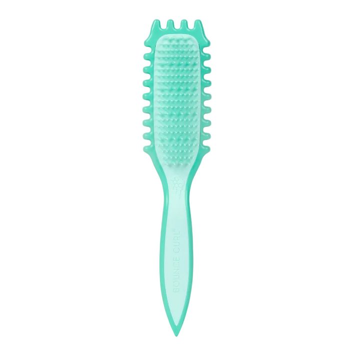 Bounce curl_slick-flex_Turquoise silicone brush on a light gray background