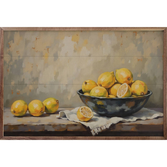 Bowl Of Lemons Wood Art