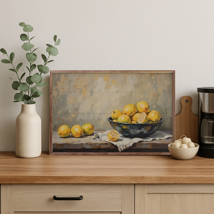 Bowl Of Lemons Wood Art