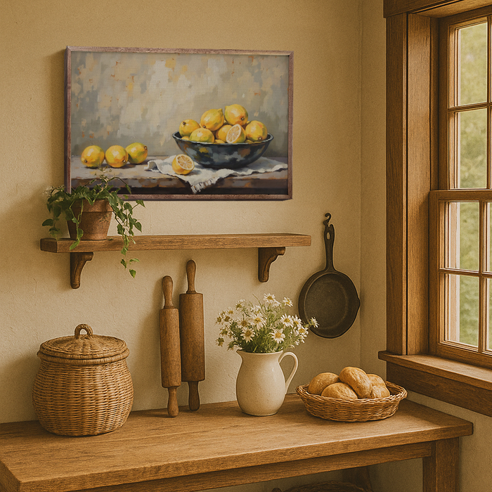 Bowl Of Lemons Wood Art