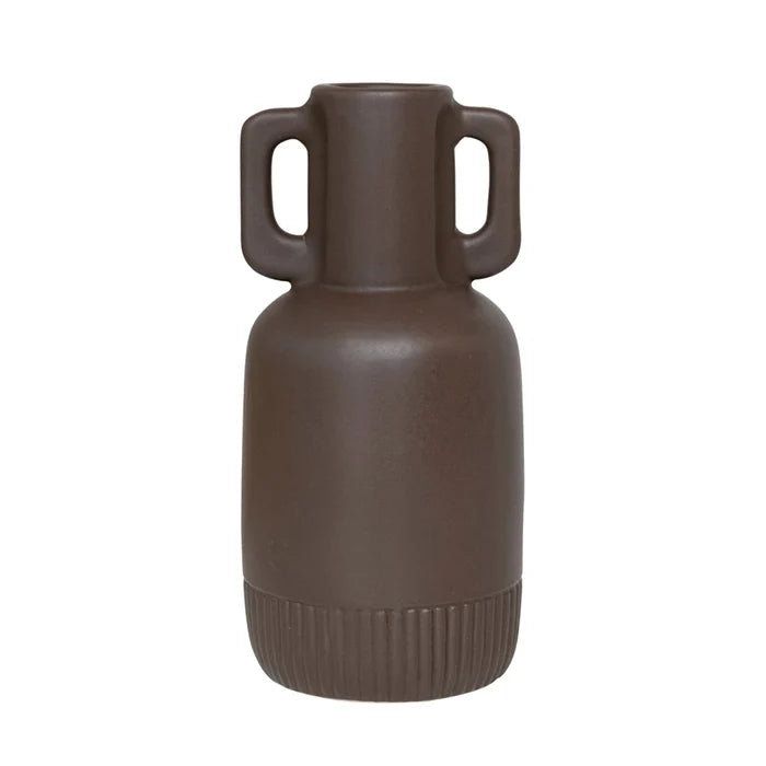 Brown Ceramic Vase w/ Handles