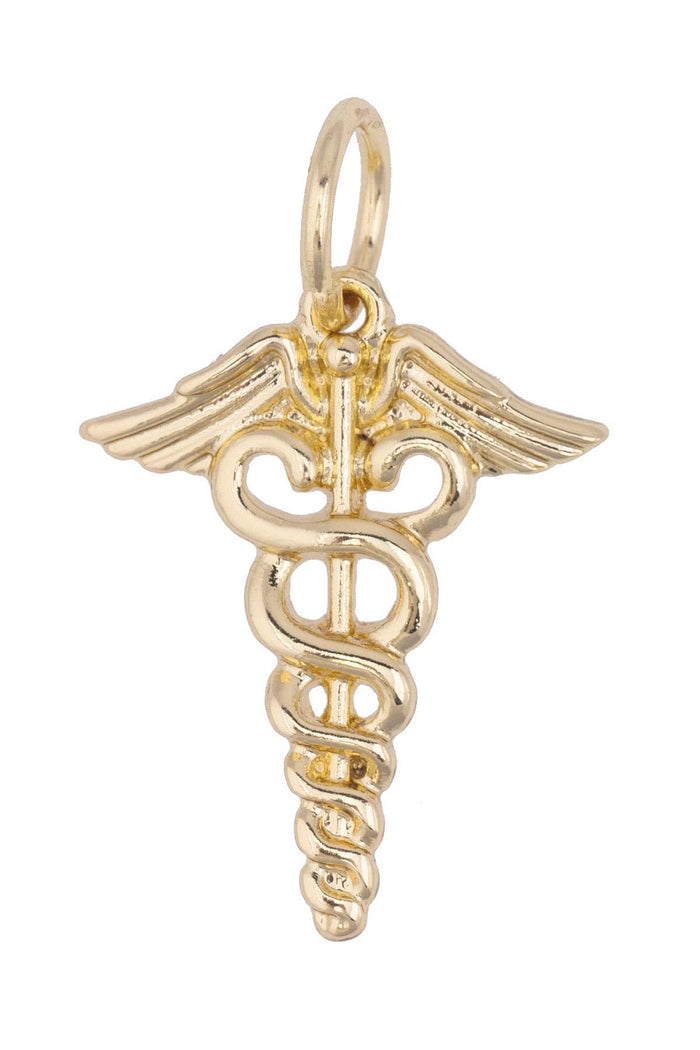 Caduceus Charm in Shiny Gold