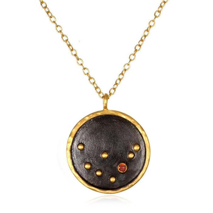 Capricorn Zodiac Necklace Gunmetal