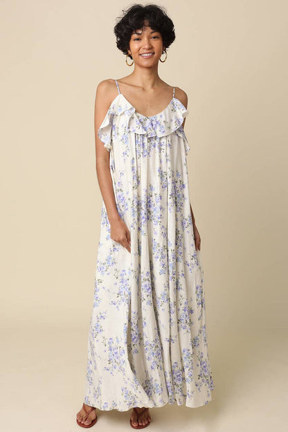 Celestine Ruffle-Trim Floral Maxi Dress