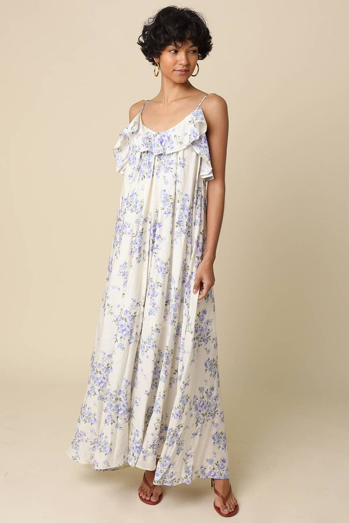 Celestine Ruffle-Trim Floral Maxi Dress