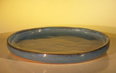 Ceramic Humidity/Drip Bonsai Tray - Blue Round-11.25 x 1.0