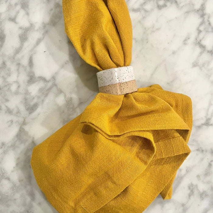 Ceramic Napkin Ring - Half-toned or Solid White