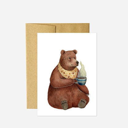 Critters and Cups - Billy Bear Greeting Card