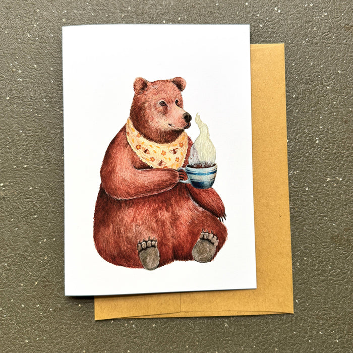 Critters and Cups - Billy Bear Greeting Card