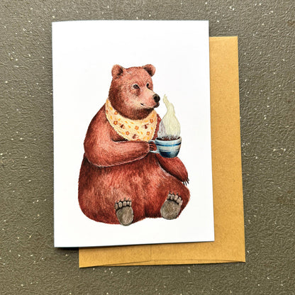 Critters and Cups - Billy Bear Greeting Card