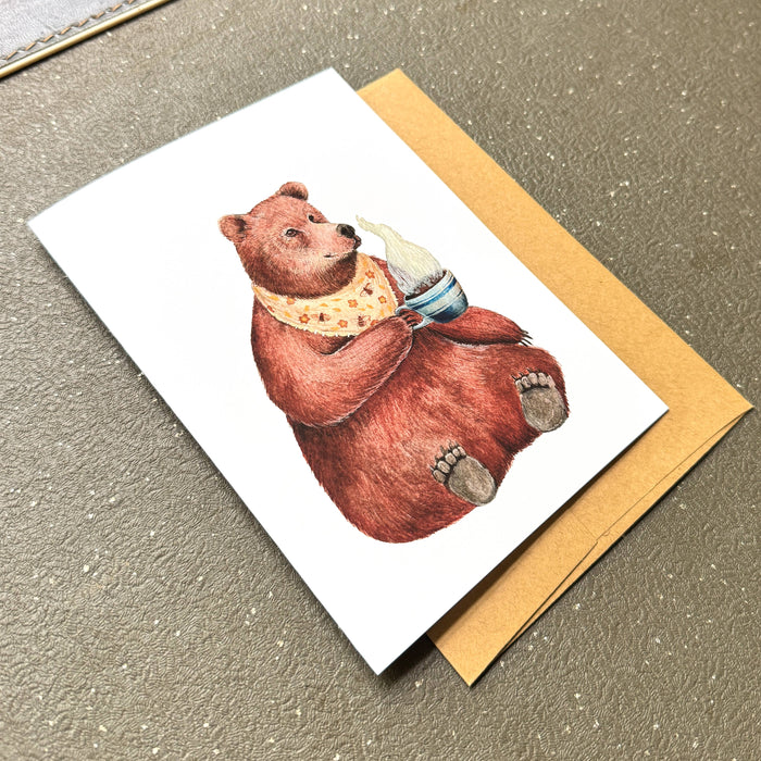 Critters and Cups - Billy Bear Greeting Card