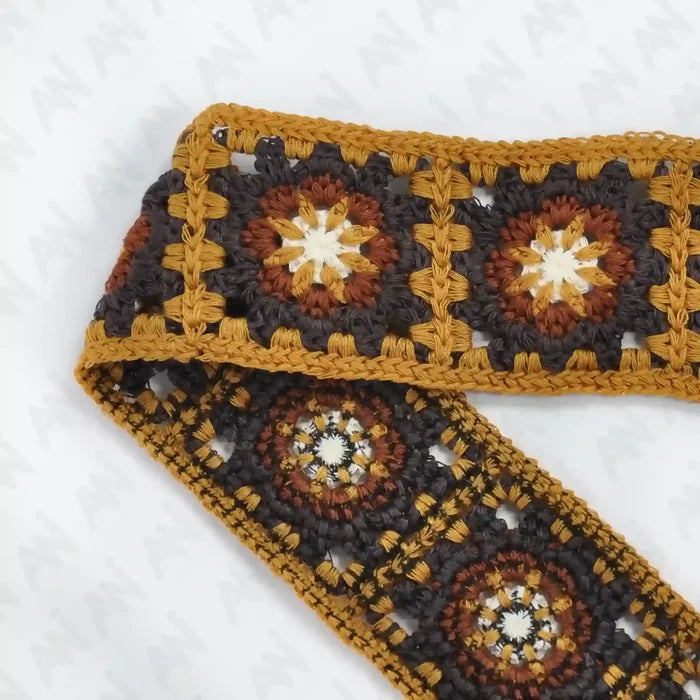 Crocheted Floral Motif Lace Trim | 2 Meter