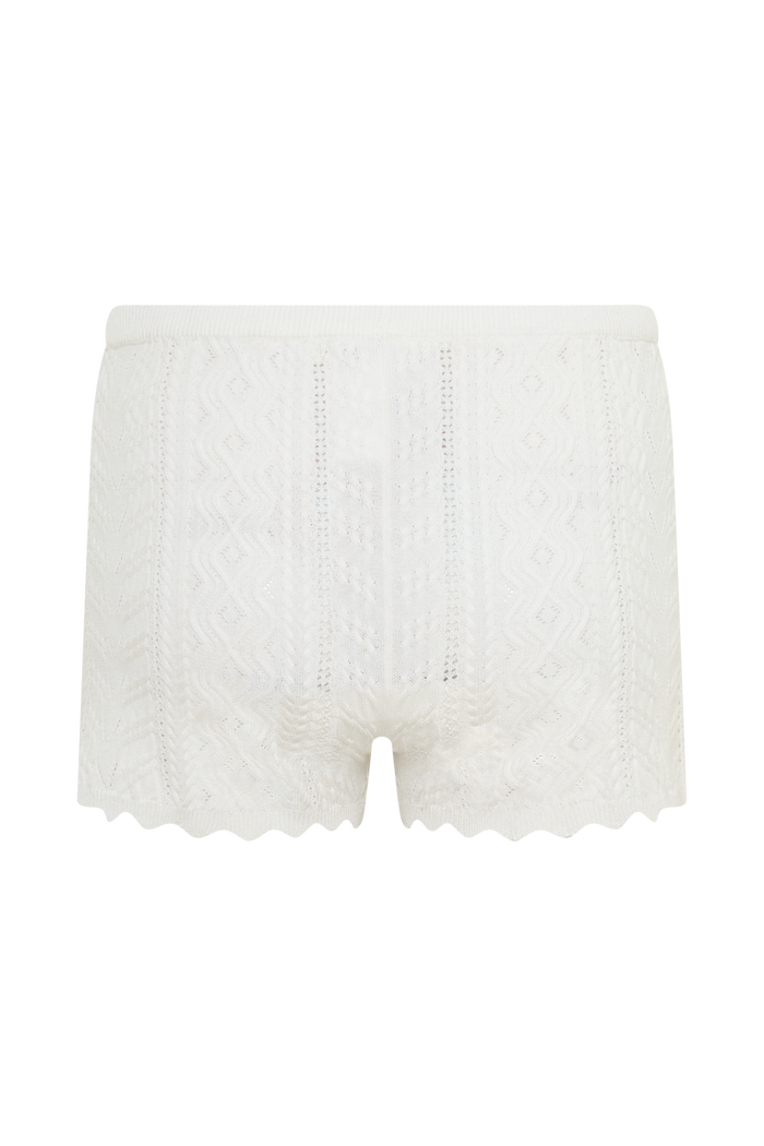 Darlene Pointelle Knit Shorts - White