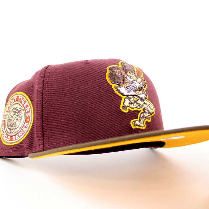 Detroit Tigers 1968 World Series New Era 59Fifty Fitted Hat (MAROON WALNUT REG GOLD Under Brim)