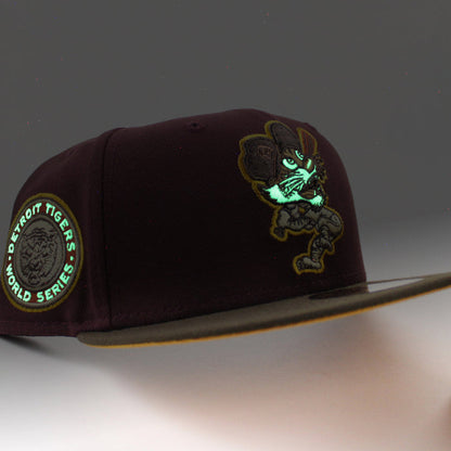 Detroit Tigers 1968 World Series New Era 59Fifty Fitted Hat (MAROON WALNUT REG GOLD Under Brim)