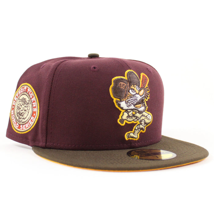Detroit Tigers 1968 World Series New Era 59Fifty Fitted Hat (MAROON WALNUT REG GOLD Under Brim)