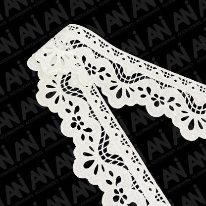 Duchess Leaf Floral Sequins Lace  2 Meter