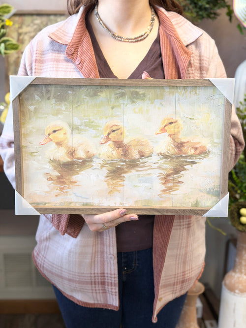 Duckies In A Row Wood Art