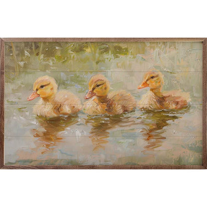 Duckies In A Row Wood Art