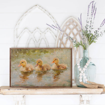 Duckies In A Row Wood Art