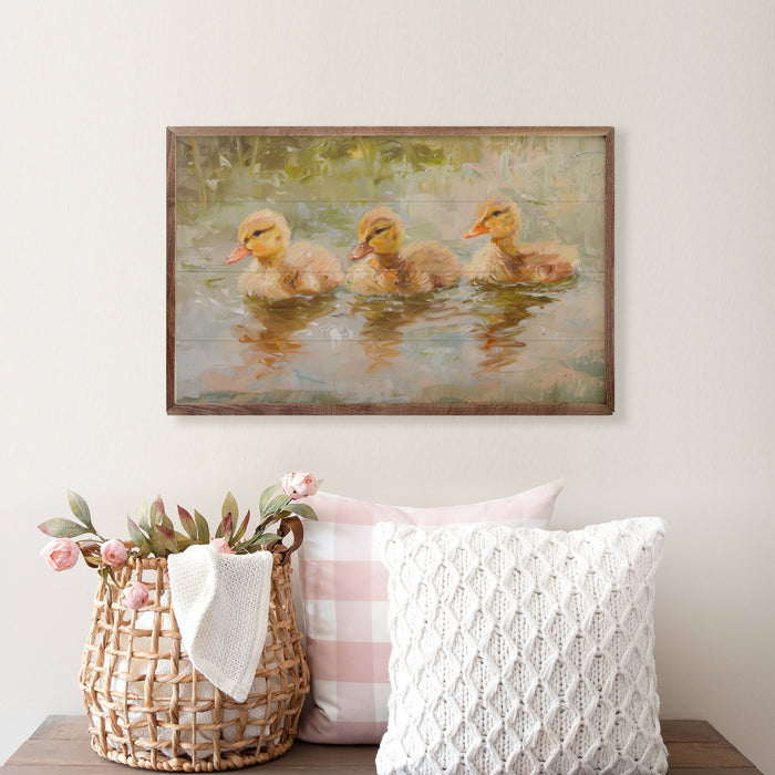 Duckies In A Row Wood Art