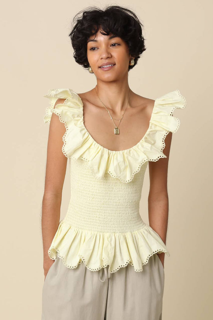 Eleena Smocked Ruffle Top