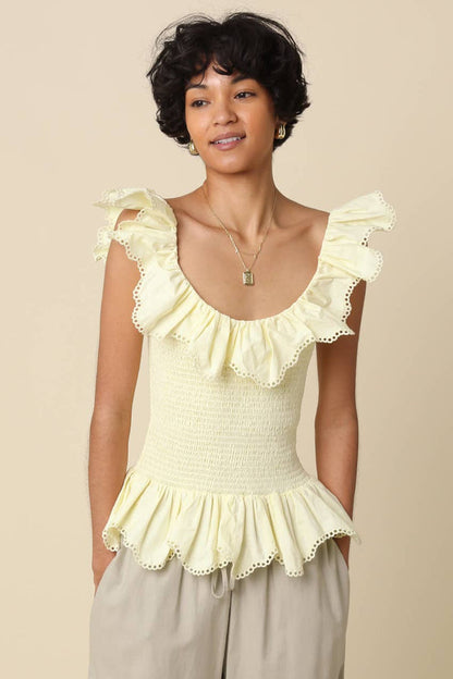 Eleena Smocked Ruffle Top