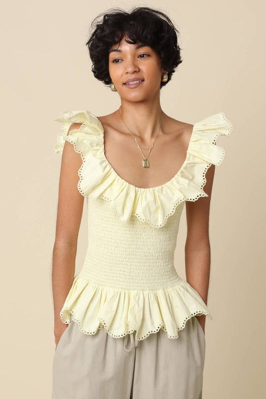 Eleena Smocked Ruffle Top