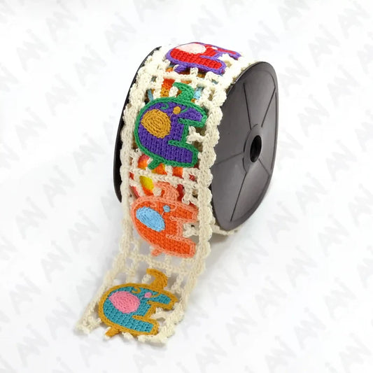 Elephant Design Multicolor Lace | 2 Meter