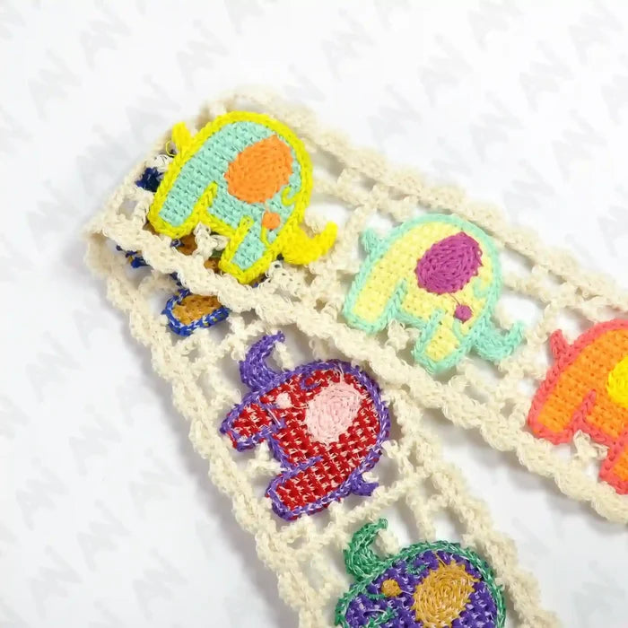 Elephant Design Multicolor Lace | 2 Meter