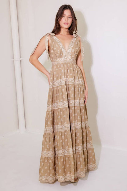 Embroidered Tiered Maxi Dress