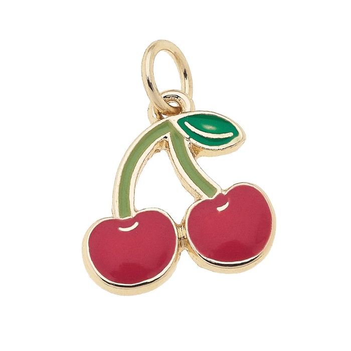 Enamel Cherries Charm in Red & Green