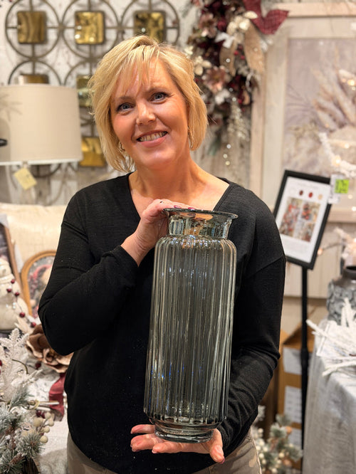 Evora Ribbed Glass Vase