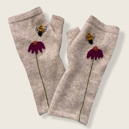 Fingerless Cashmere Gloves: Beige Bee
