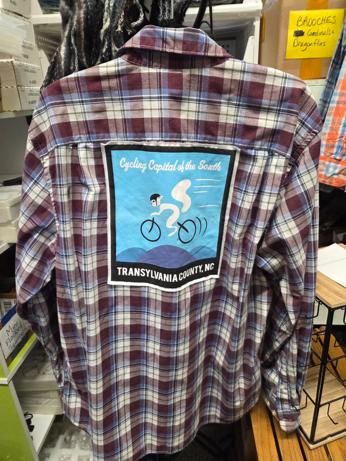 Men's M Maroon Light Blue Plaid